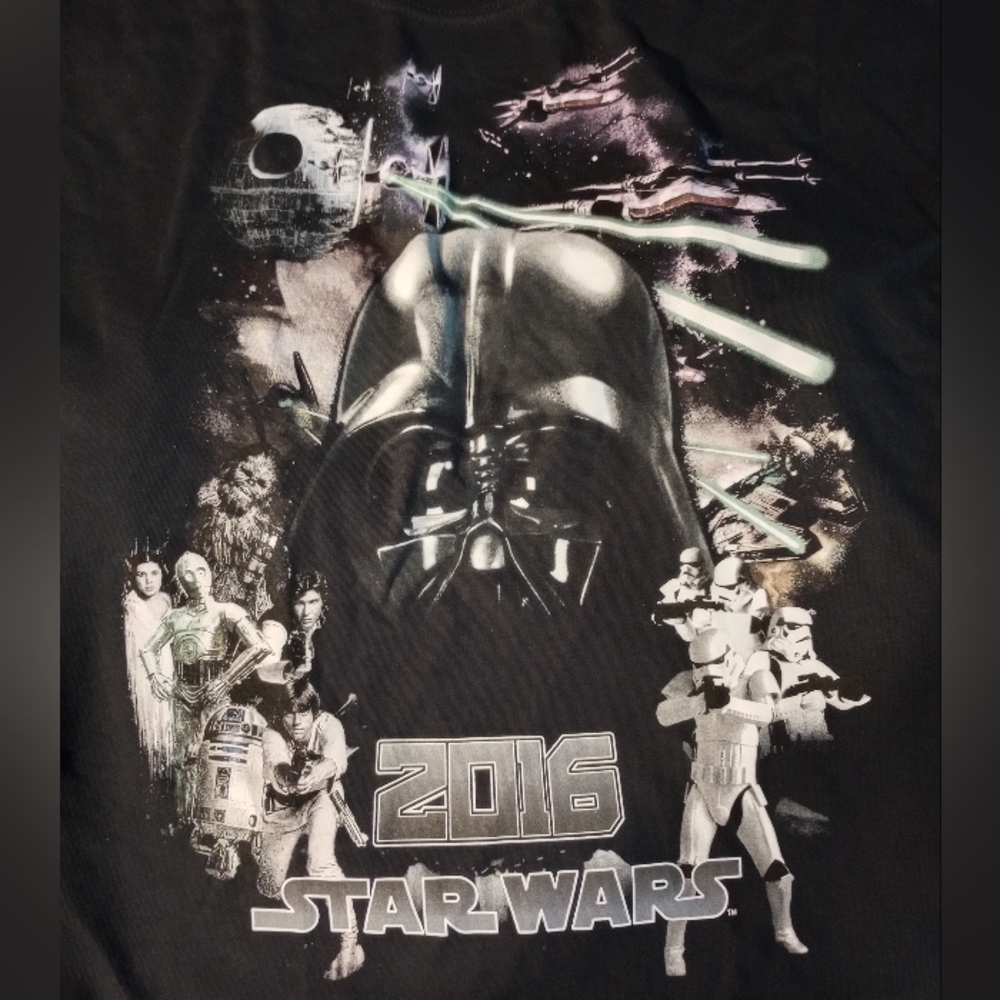 NWT 2016 Star Wars Black shirt Darth Vader Stormtrooper Leia R2D2 C3PO XL Disney